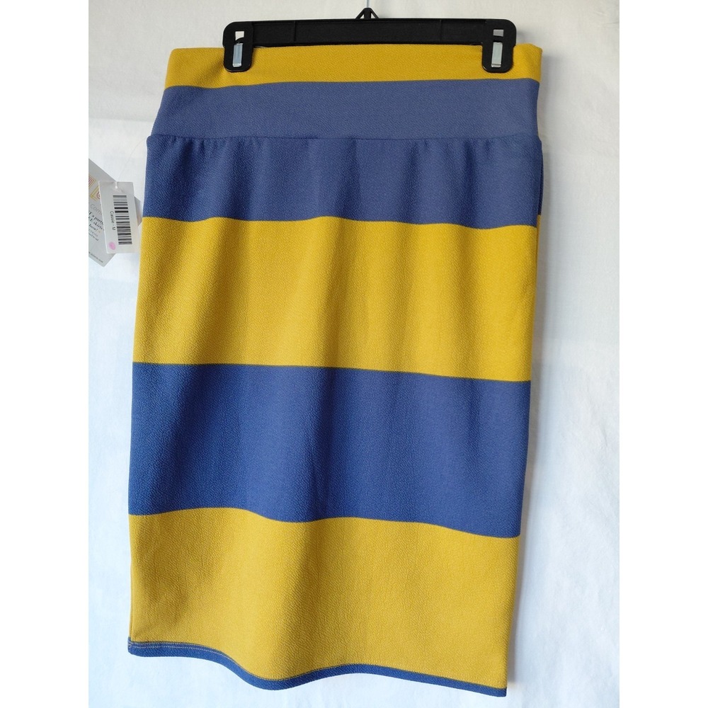NWT LuLaRoe Cassie skirt straight pencil Women's size Medium Yellow Blue